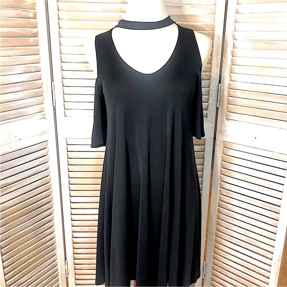 Super Soft Cold Shoulder Dress in Black